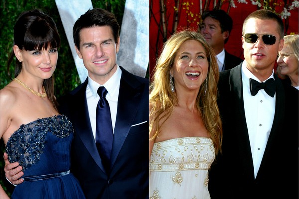 Katie Holmes e Tom Cruise, Brad Pitt e Jennifer Aniston (Foto: Getty Images)