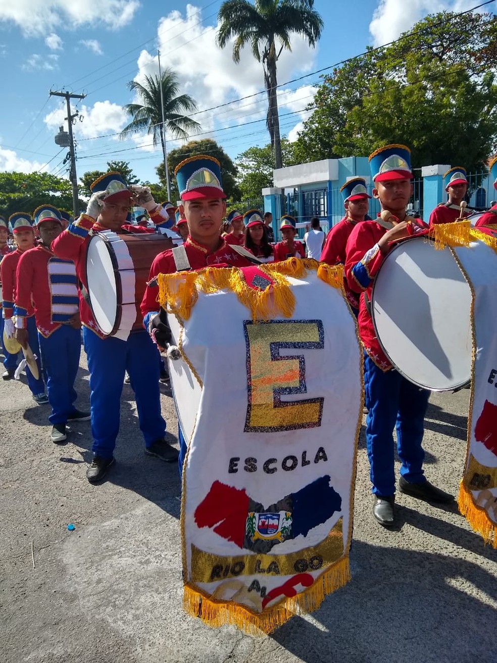 Diogo tocou na banda fanfarra da sua escola — Foto: Daniel Tavares/G1