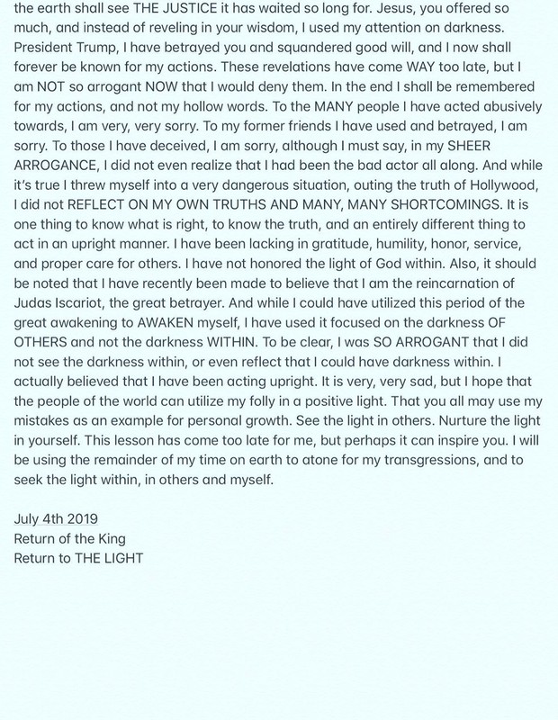 Carta de despedida do ator Isaac Kappy (Foto: Reprodução/Instagram)