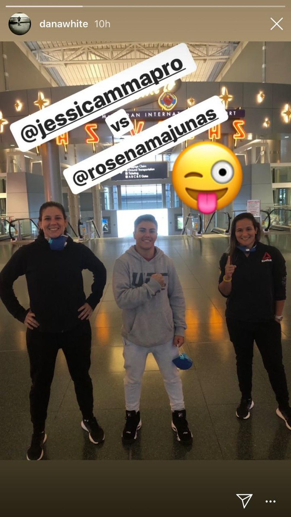 Dana White anuncia chegada de Jéssica Bate-Estaca a Las Vegas e a luta contra Rose Namajunas no UFC 249 — Foto: Reprodução / Instagram