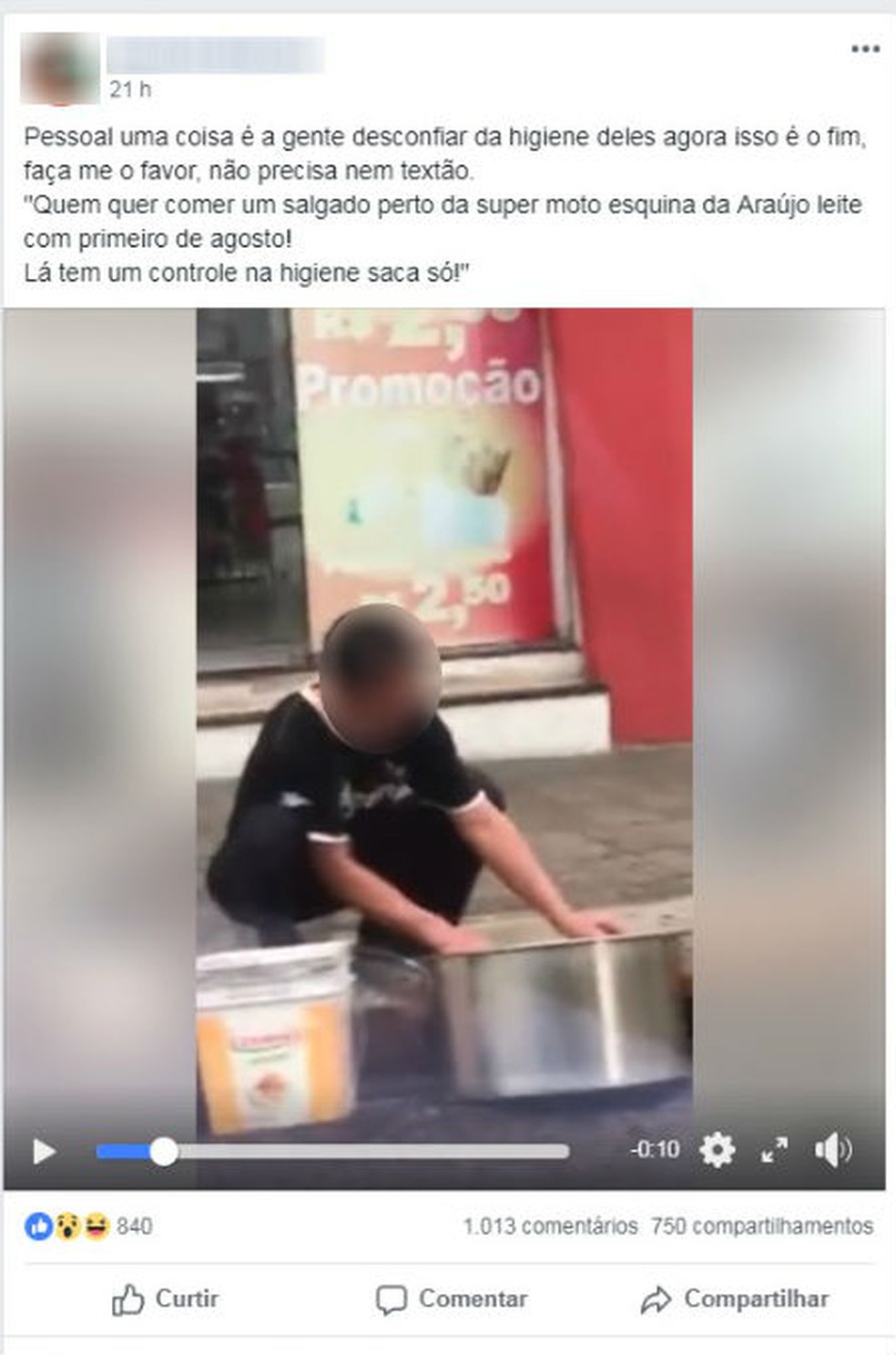 Post com o flagrante repercutiu nas redes sociais em Bauru (Foto: Facebook / Reprodução )