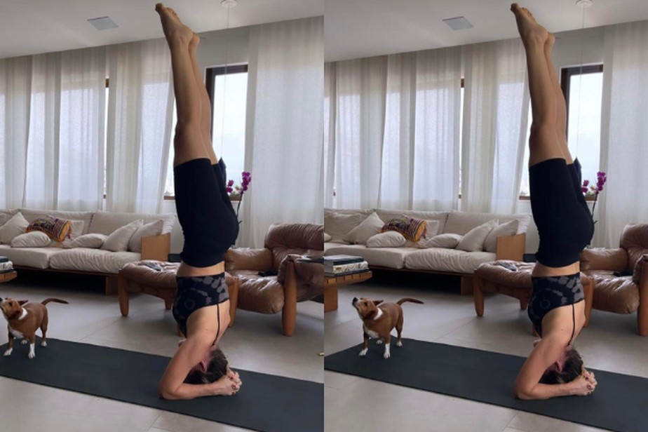 Ingrid Guimarães surpreende com pose de yoga