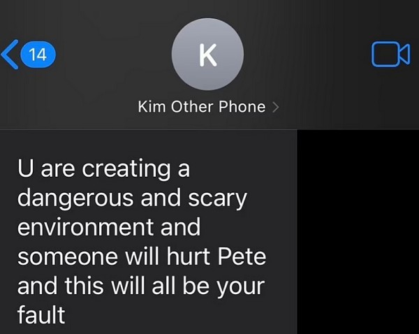 Uma das mensagens enviadas por Kim Kardashian compartilhadas por Kanye West (Foto: Instagram)