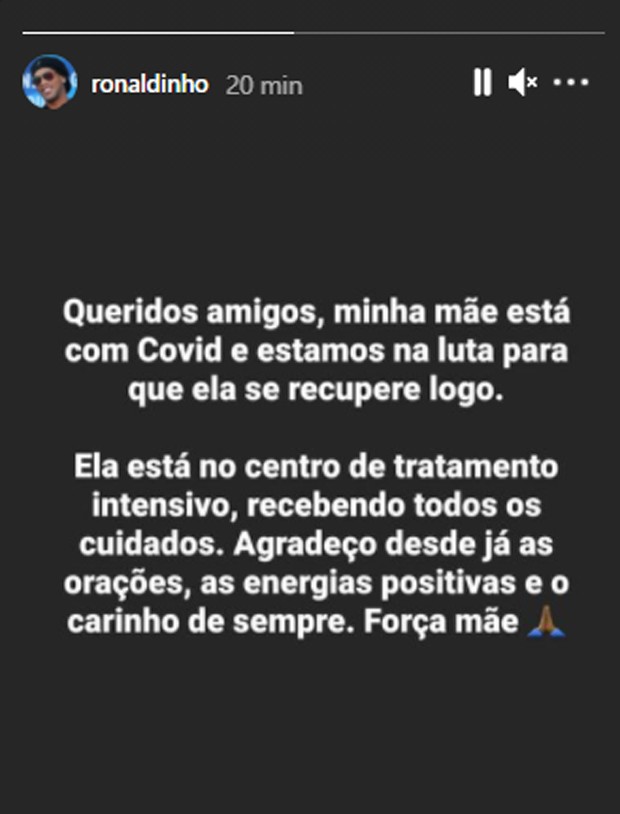 Publicação de Ronaldinho Gaúcho (Foto: Reprodução/Instagram)
