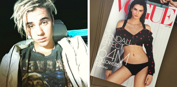 Justin Bieber e a foto de Kendall Jenner elogiada por ele no Instagram (Foto: Instagram)
