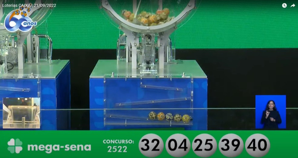 Resultado da Mega-Sena 2522 — Foto: Reprodução / Caixa