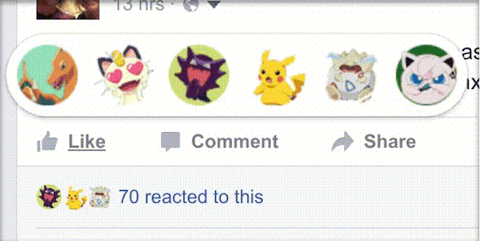 Facebook Reaction Pack transforma botões da rede social em Pokémons (Foto: Reprodução/Facebook)