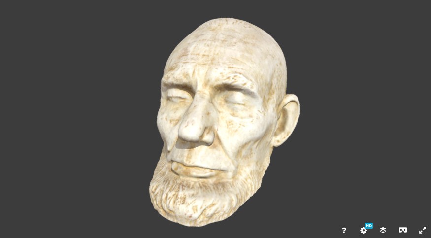 Máscara do ex-presidente americano Abraham Lincoln, cedido pelo Instituto Smithsoniano dos Estados Unidos (Foto: Reprodução)