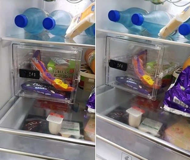 Homem tranca geladeira para que mulher não coma besteiras  (Foto: Reprodução)