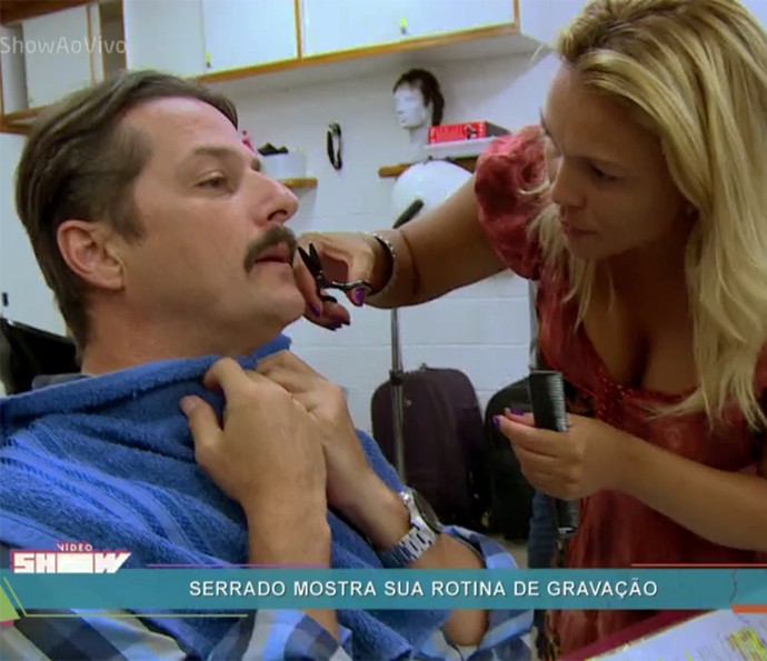Marcelo Serrado se preparando para gravar 'Velho Chico' (Foto: TV Globo)