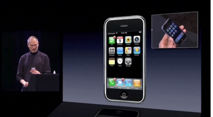 Tela do primeiro iOS, apresentado como OS X (Foto: Reprodução/YouTube)