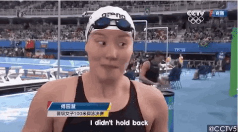  Fu Yuanhui’s no momento em que descobre que ganhou medalha na Rio 2016 (Foto: Reprodução/Twitter)