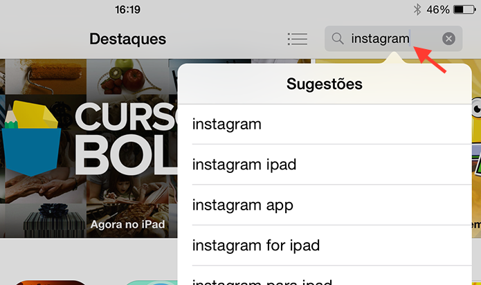 Buscando pelo Instagram na App Store do iPad (Foto: Reprodução/Marvin Costa)