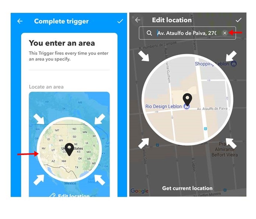 Digite o endereço do lugar que deseja definir no IFTTT (Foto: Reprodução/ Taysa Coelho)
