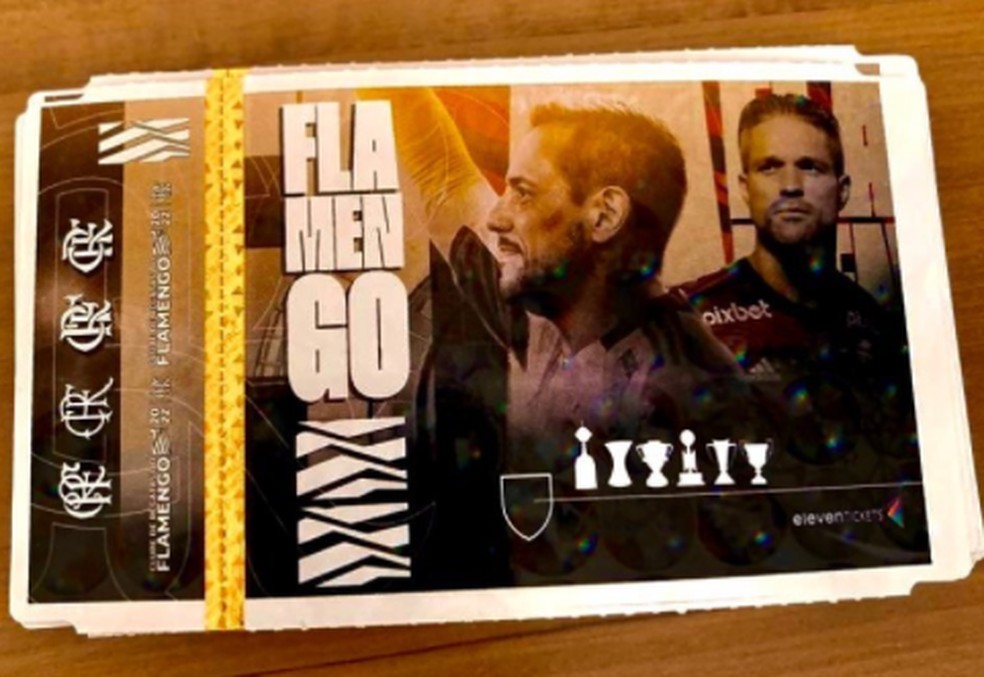Diegos t&ecirc;m suas imagens exibidas no ingresso de Flamengo x Ava&iacute; &mdash; Foto: Reprodu&ccedil;&atilde;o