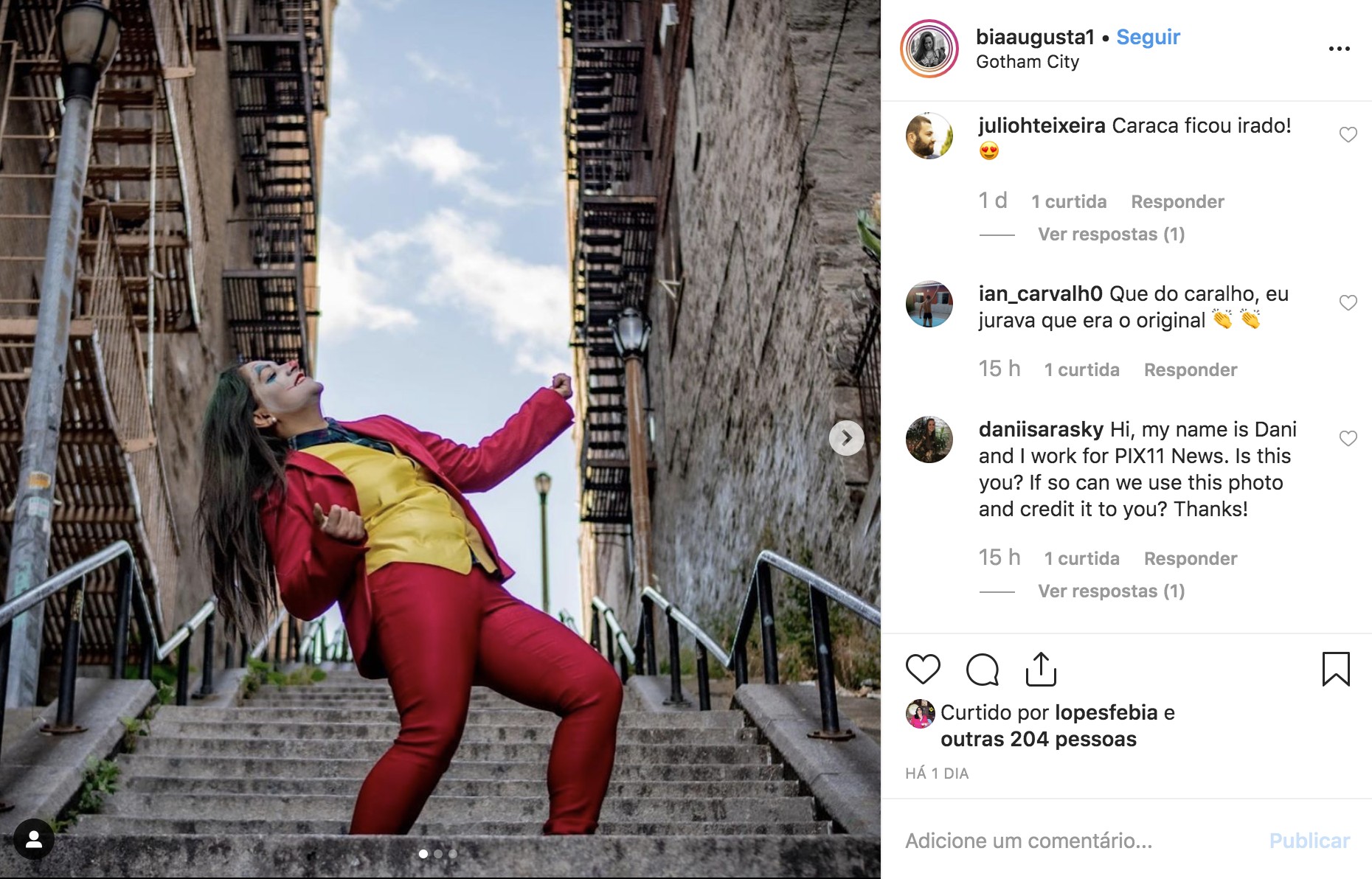 Usuários do Instagram estão fazendo das escadas do Coringa um ponto turístico  (Foto: Reprodução/Instagram)