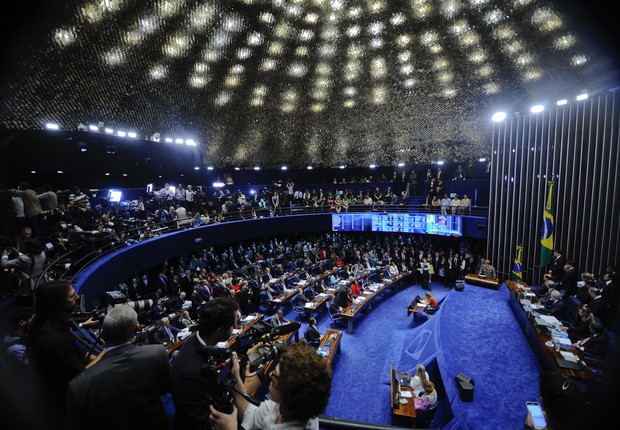 Plenário do Senado Federal durante julgamento do impeachment (Foto: Marcos Oliveira/Agência Senado)