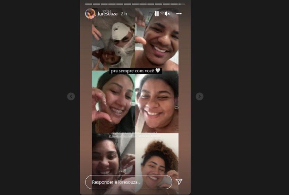 A influenciadora baiana Lore Souza usou as redes sociais para publicar um print de uma chamada de vídeo com Sthe.  — Foto: Reprodução/Redes Sociais