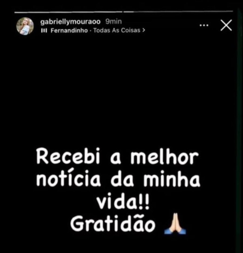 Após receber resultado de julgamento, Gabrielly comemorou nas redes sociais — Foto: Reprodução