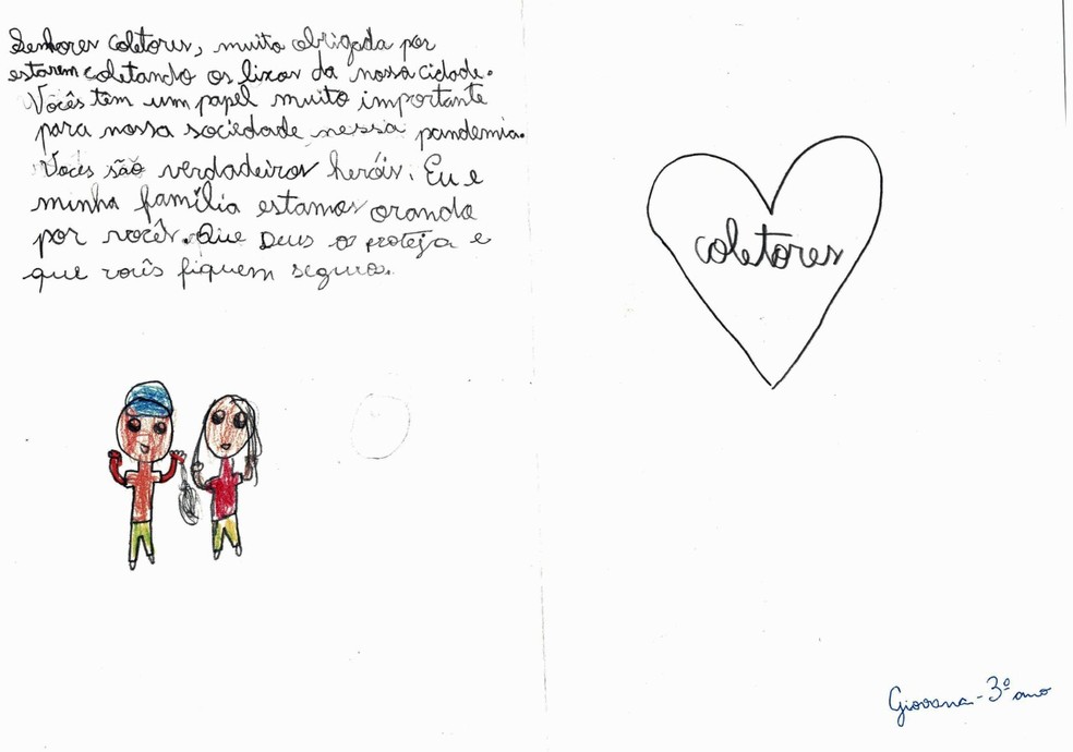 Alunos escrevem cartas a profissionais essenciais durante a pandemia — Foto: Charles Chagas/Escola Champagnat