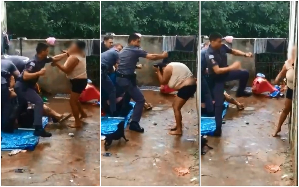 Mulher que gravava abordagem foi agredida por policial em Laranjal Paulista — Foto: Arquivo Pessoal