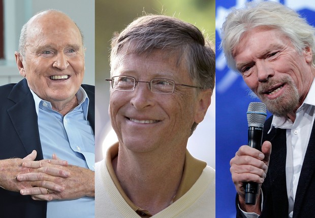 Jack Welch, Bill Gates, Richard Branson (Foto: Mike Coppola/Scott Olson/JP Yim/Getty Images)