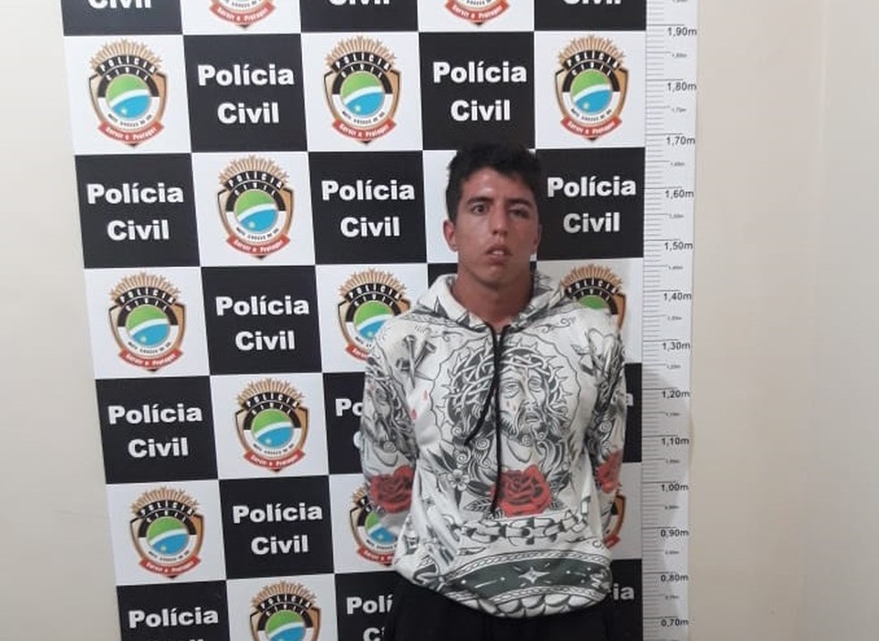 Marcos Fioravanti Neto, suspeito de matar Maiana e a filha, foi preso em flagrante horas depois cometendo furto em cidade vizinha â Foto: PolÃ­cia Civil/DivulgaÃ§Ã£o