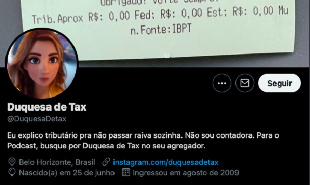 Perfil da Duquesa de Tax, no Twitter (Foto: Reprodução)