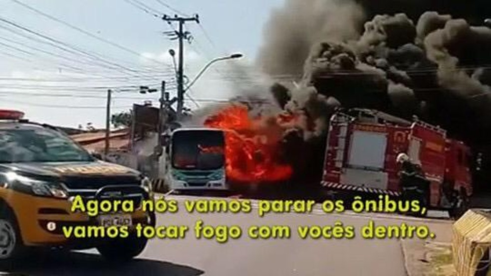 Detentos ameaçam em áudio destruir ônibus — Foto: Reprodução/ TV Globo