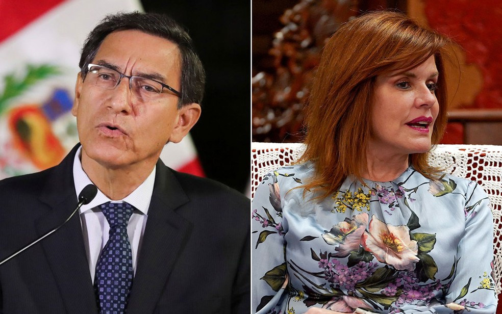 Martín Vizcarra  e Mercedes Aráoz  — Foto: Peruvian Presidency / Andrea Verdelli / via REUTERS 