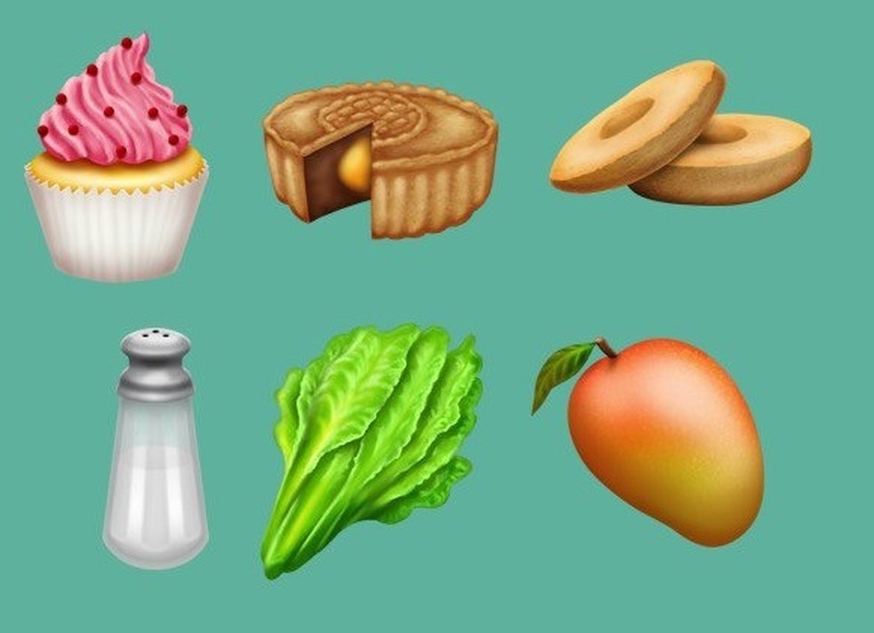 Novos emojis de alimentos lançados em 2018 (Foto: Reprodução/Emojipedia)