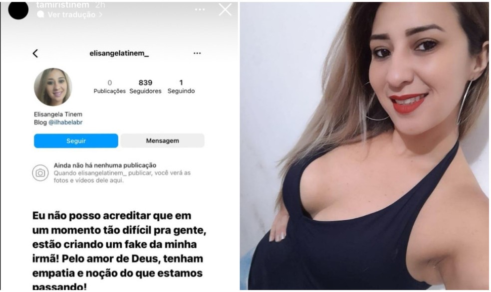Perfil falso usou nome e imagem de Elisângela Tinem, que morreu na virada do ano atingida por rojão — Foto: Reprodução/Instagram