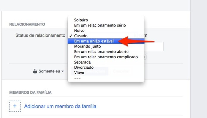 Alteração no status de privacidade de uma conta do Facebook (Foto: Reprodução/Marvin Costa) Alteração no status de privacidade de uma conta do Facebook (Foto: Reprodução/Marvin Costa)