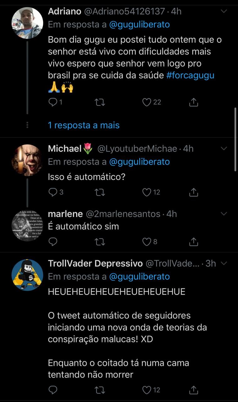 Mensagem de agradecimento por novos seguidores no perfil do Twitter de Gugu Liberato deixa fãs agitados (Foto: Reprodução/Instagram)