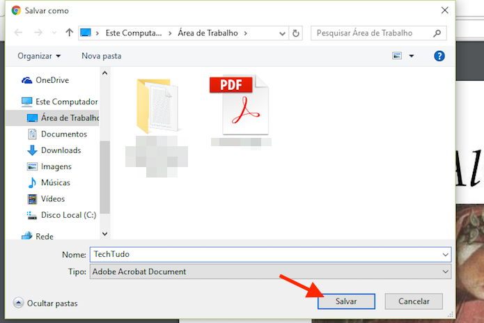 Salvando um documento PDF aberto através do navegador de internet (Foto: Reprodução/Marvin 