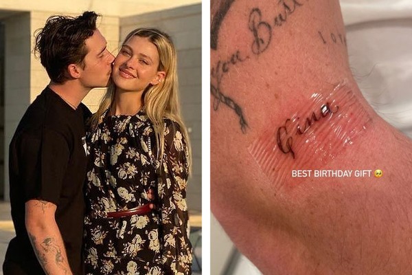 Brooklyn Beckham e Nicola Peltz; modelo de 21 anos fez tatuagem para homenagear avó de sua noiva (Foto: Reprodução / Instagram)