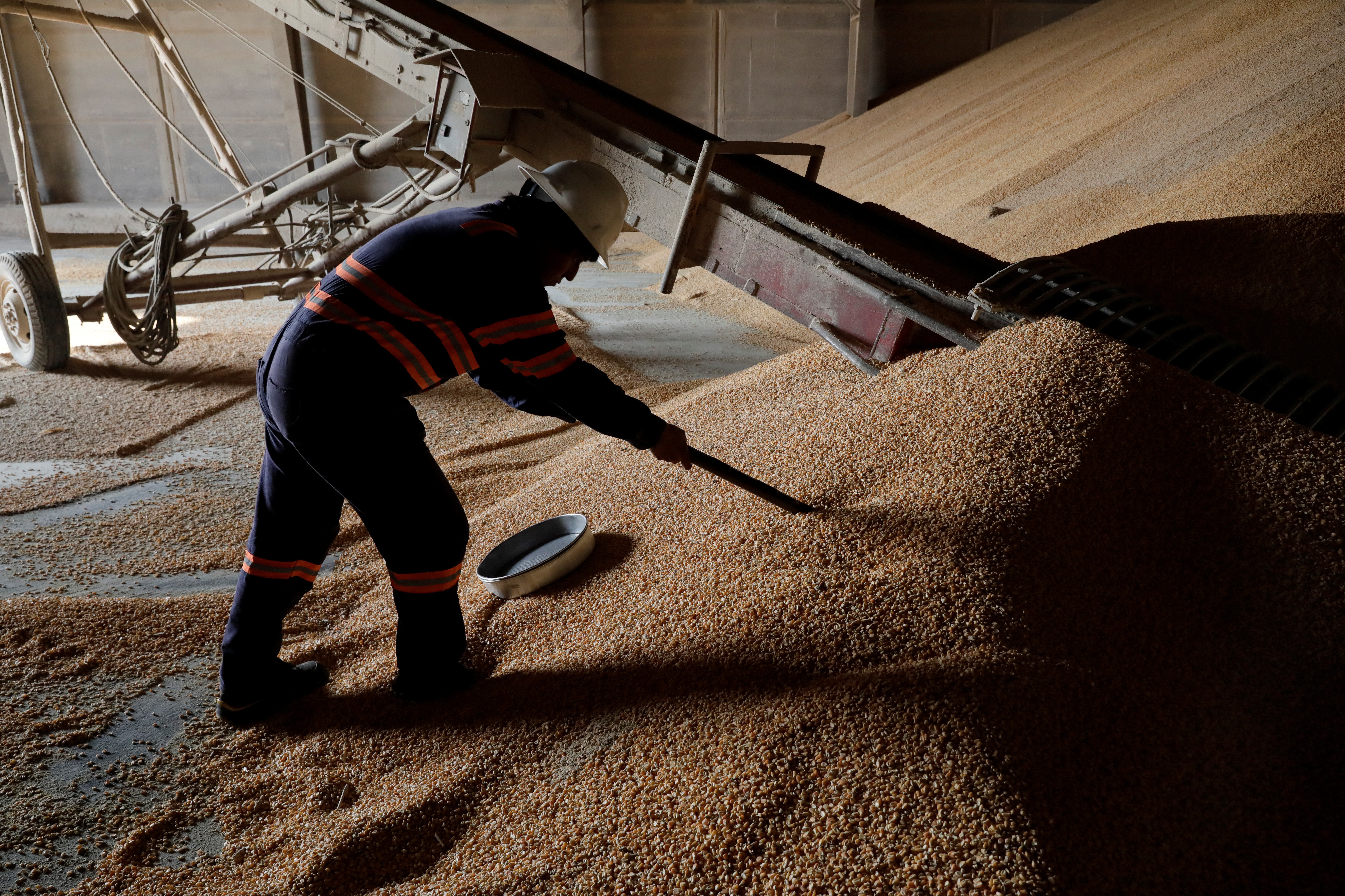 Trabalhador mexicano lida com milho importado do Brasil (Foto: REUTERS/Henry Romero)