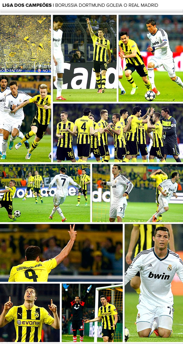 Mosaico Borussia Dortmund x Real Madrid (Foto: Editoria de Arte)