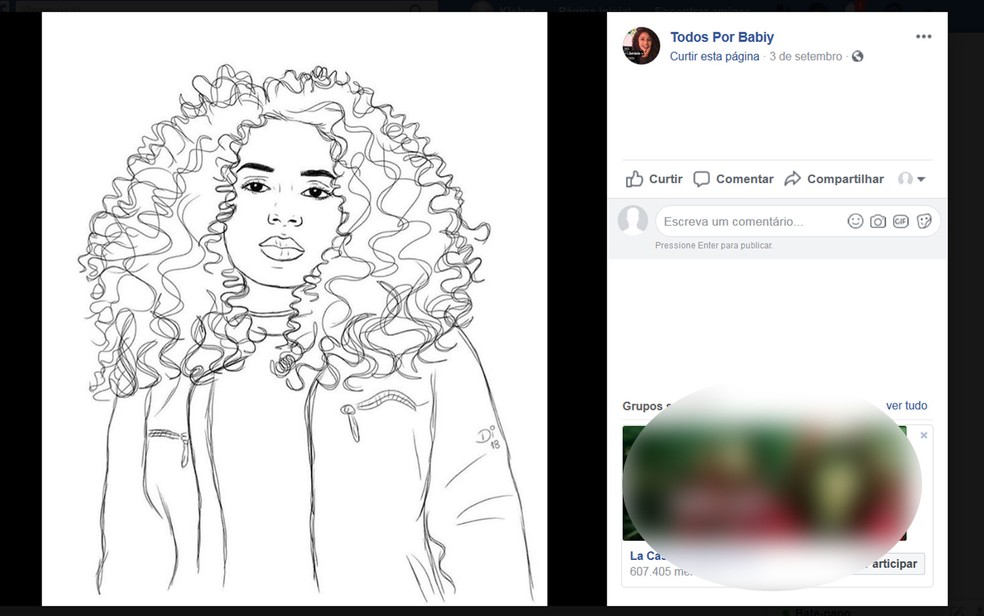 Página no Facebook 'Todos Por Babiy' pede liberdade para Bárbara Querino — Foto: Reprodução/Facebook