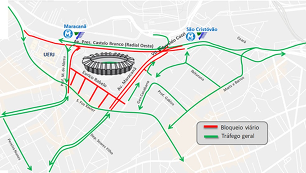 Veja as ruas que estarão bloqueadas e as opções alternativas — Foto: Reprodução Prefeitura