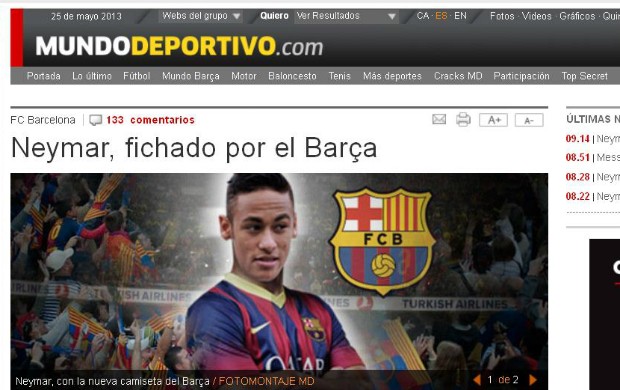 Neymar, Mundo Deportivo (Foto: Reprodução)