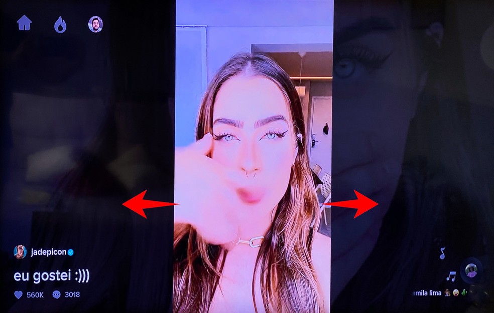 Navegação do TikTok na TV Samsung é feita com controle remoto — Foto: Reprodução/Rodrigo Fernandes