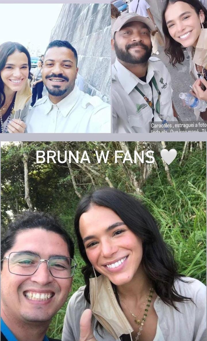 Fãs tiram fotos com Bruna Marquezine no Rio de Janeiro (Foto: Reprodução / Instagram)