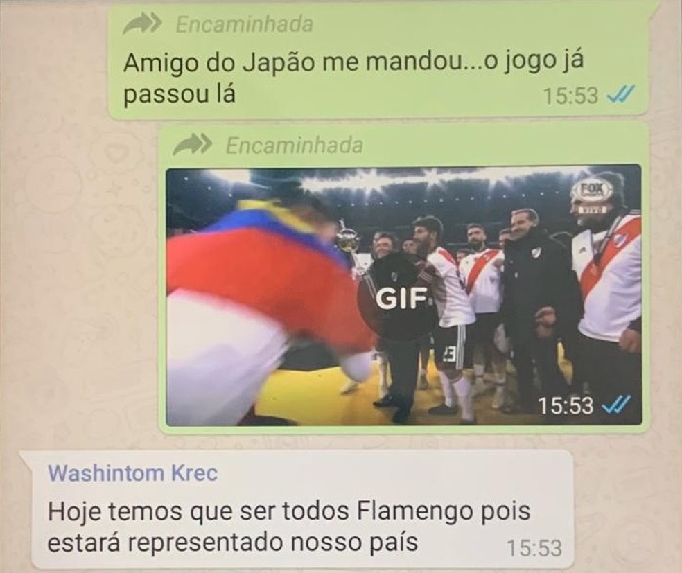 Últimos diálogos do torcedor Washington Vasconcelos com o amigo foi sobre a paixão pelo Flamengo — Foto: Arquivo pessoal