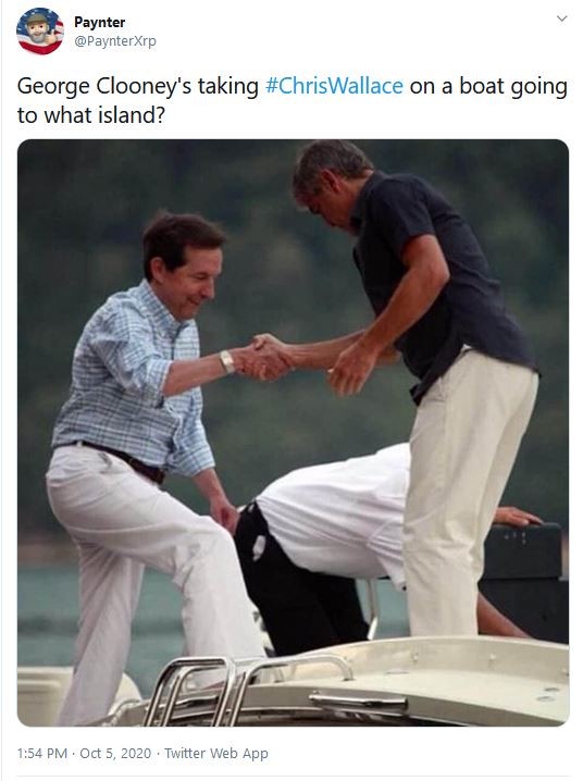 Fake News sobre George Clooney e Chris Wallace na Ilha Epstein (Foto: Twitter)