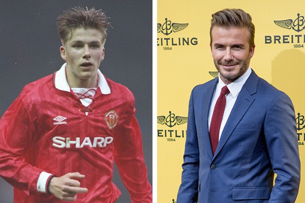 David Beckham em 1993 e em 2015 (Foto: Getty Images)