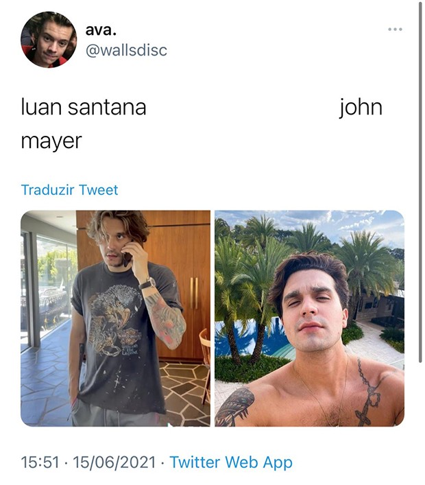 John Mayer é comparado a Luan Santana por fãs (Foto: Reprodução/ Instagram)