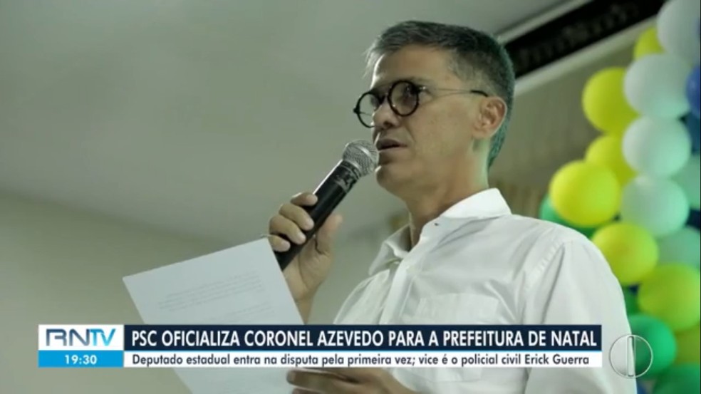 PSC oficializa candidatura de André Azevedo à Prefeitura de Natal — Foto: Reprodução/Inter TV Cabugi