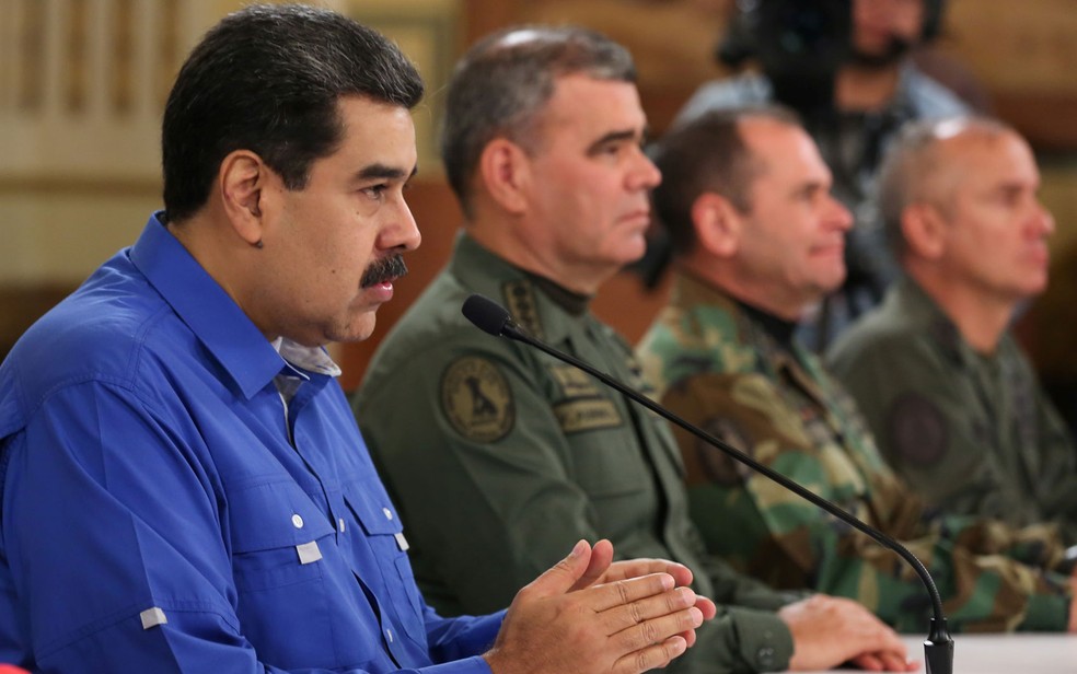 Nicolás Maduro tem o apoio dos principais chefes militares da Venezuela — Foto: Miraflores Palace/Handout via Reuters