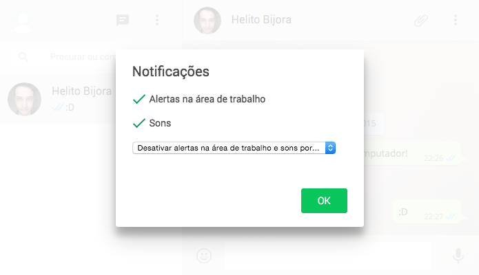 Configurando notificações do WhatsApp no computador (Foto: Reprodução/Helito Bijora) 